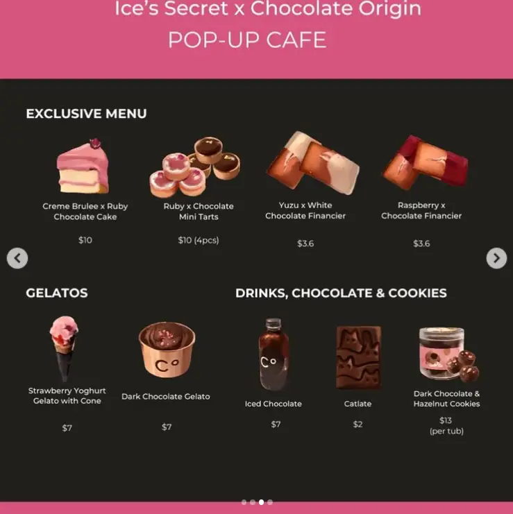 CHOCOLATE ORIGIN MENU