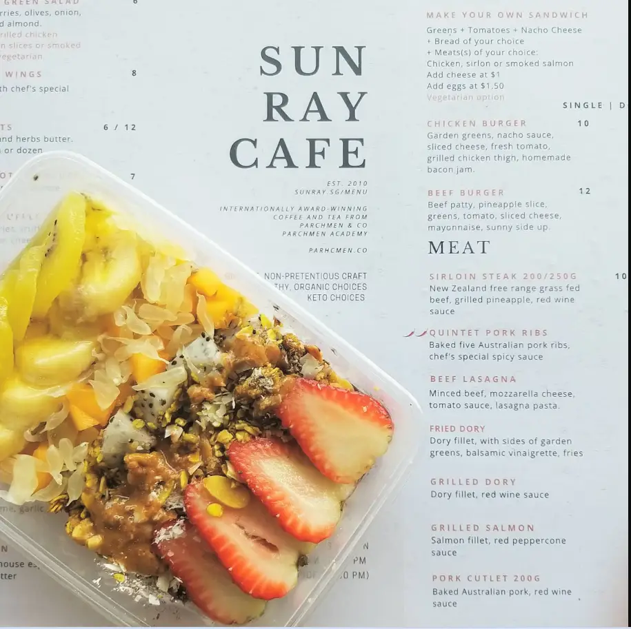 SUNRAY MENU SINGAPORE